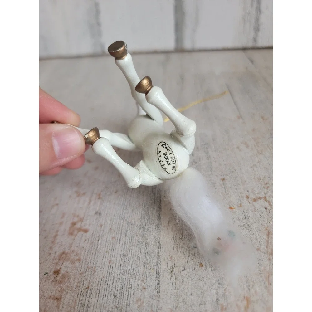 Vintage Kurt Adler unicorn sitting wooden ornament Xmas flower figure